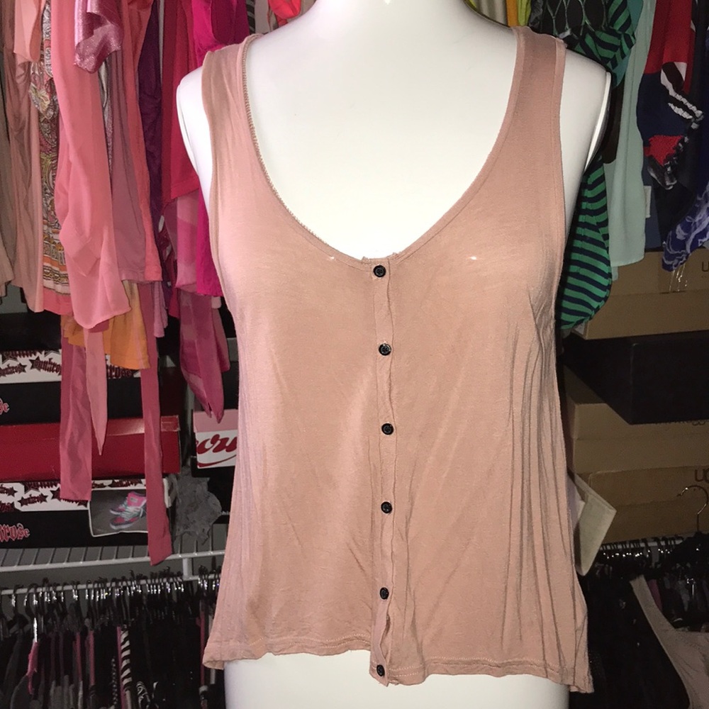 Powder pink button up tank
